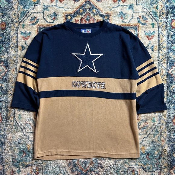 Vintage Starter Dallas Cowboys 1/2 Sleeve Sweatshirt Size XL - Picture 1 of 6